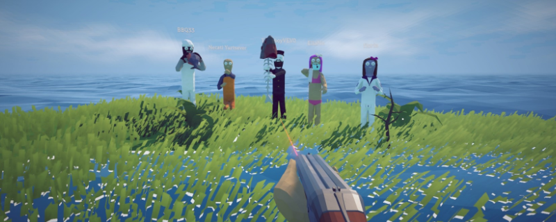 How to Fish co-op crew holding a giant skeleton