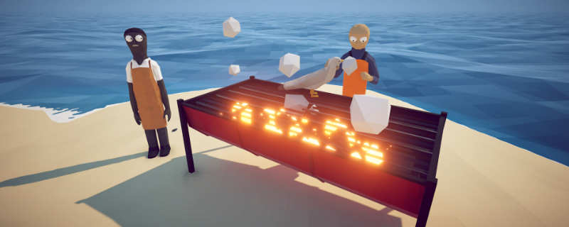 How to Fish players cooking on the beach grill