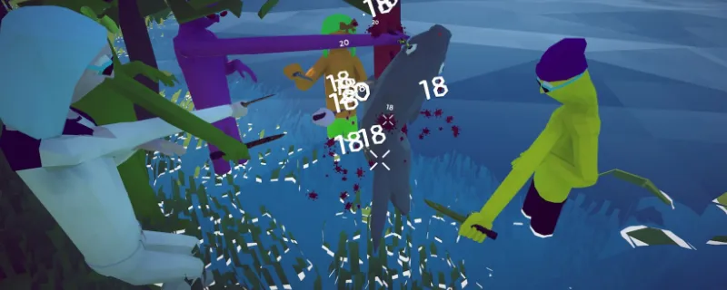 How to Fish co-op melee pile on a shark in the shallows